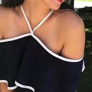 Blue Calvin Klein Floor Length Dress